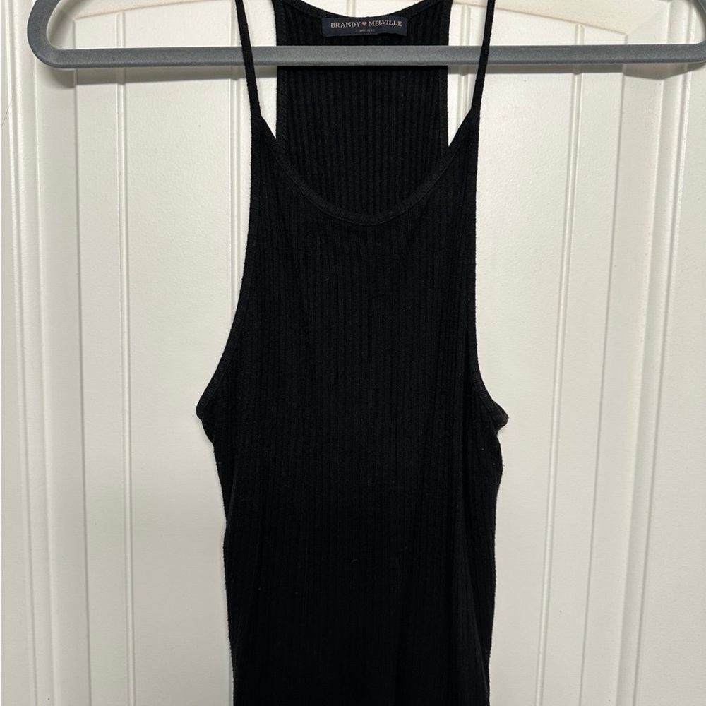 Black Ribbed Sleeveless Top BRANDY MELVILLE crop top